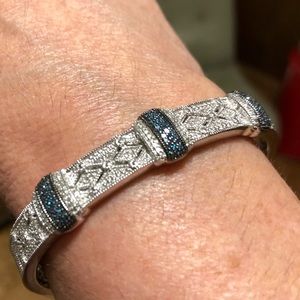 Beautiful sterling silver diamond cuff bracelet